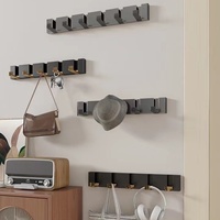 Porte-manteau multifonctionnel invisible en bambou pour salle de bain, cuisine, salon, entrée, armoire, pliable, pour manteaux, chapeaux et vêtements