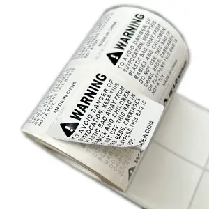 Custom hazardous waste labels suffocation hazard warning labels for children self adhesive waterproof Oil proof sticker