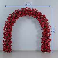 Romantische rode zijden rozen handgemaakte bruidsboog bloemenkrans voor huwelijksceremonie feest podiumdecoratie Moederdag