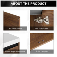 Meuble-lavabo mural en bois d'ingénierie marron de 30 pouces, design américain, écologique et durable, avec lavabo et 2 portes
