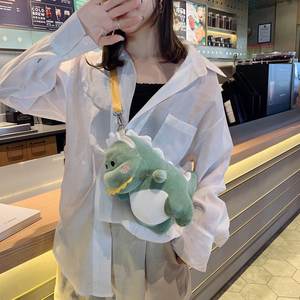 Petit sac à dos bandoulière pour garçons et filles, en peluche super douce, motif <span class=keywords><strong>dinosaure</strong></span>, anti-stress, rembourrage en coton PP, sac à bonbons, lavé, Halloween, 14 ans et plus - Product Image 2