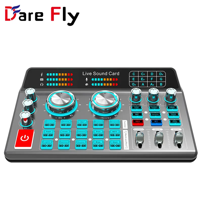 Fifine Podcast Equipment Studio d'enregistrement Cartes son Live Stream SoundCard Double DSP Réduction du bruit Cartes son sans fil