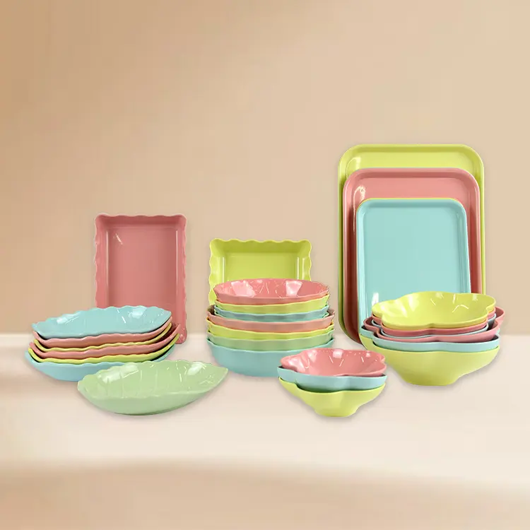 Minimalist Style High Quality Multi-Sizes Colorful Macaron Series Melamine Tableware Set