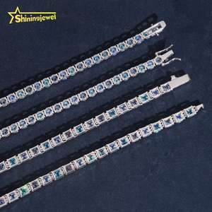 Collana <span class=keywords><strong>Tennis</strong></span> in <span class=keywords><strong>Argento</strong></span> <span class=keywords><strong>925</strong></span> con Moissanite Blu da 5mm, Gioielleria Fine Certificata GRA per Uomo e Donna - Product Image 6
