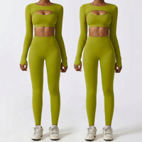 Ensemble d'entraînement trois pièces pour femmes Camisole soutien-gorge de sport Leggings Gym Fitness Yoga vêtements grande taille boléro sport haussement d'épaules