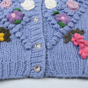 Suéteres de Moda Personalizados OEM/ODM, Suéteres <span class=keywords><strong>Vintage</strong></span> Divertidos Hechos a Mano con Flores, Suéteres Dulces para <span class=keywords><strong>Mujer</strong></span> con Cuello Redondo, Cierre de Botón, Manga Larga - Product Image 6