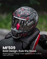 Helm Full Face ILM Terlaris untuk Motor Trail, Bahan ABS, Bersertifikasi ECE, Dual Visor, Quick Release, Warna Merah Mythology MF509