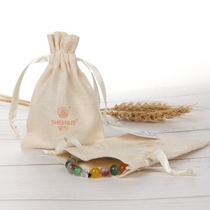 Logo <b>Printing</b> Nature Cotton Jewelry Pouches With Cotton Rope - Product Image 4