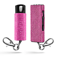 Porte-clés de défense personnelle professionnel en spray de diamant pour femmes, rose, avec étui de transport, kit de défense en strass, lampe torche, piles AAA, chaud
