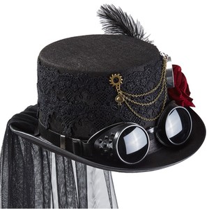 Tocado <span class=keywords><strong>de</strong></span> encaje Rosa Lolita Steampunk victoriano para <span class=keywords><strong>mujer</strong></span>, sombreros mágicos planos, tocado <span class=keywords><strong>de</strong></span> Halloween, accesorios <span class=keywords><strong>de</strong></span> disfraz, sombrero gótico superior - Product Image 4