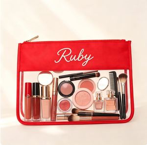 Pochette cosmétique personnalisée en PVC transparent avec fermeture éclair plate, idéale pour la couture, la broderie et le point de croix, disponible en dropshipping - Product Image 3