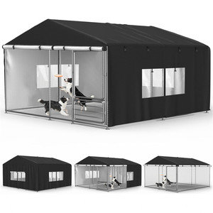 Outdoor Dog Kennel <b>Cover</b> Full Coverage with Transparent PVC <b>Window</b> and Breathable Mesh for Multiple Brands of Kennels Only <b>Cover</b> - Product Image 1