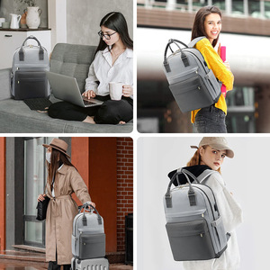 Laptop <b>Backpack</b> <b>Large</b> Capacity With Handle Modern Style Unisex Softback Shoulder Straps Zipper Closure Polyester Lining - Product Image 1