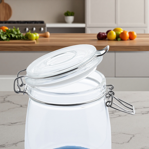 Wholesale 34oz Airtight Olive Glass <b>Pickle</b> <b>Jar</b> with Strainer Flip Cap Plastic for Kimchi and Food Container - Product Image 6