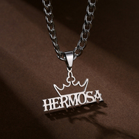 Collar con Nombre Personalizado de Acero Inoxidable, Colgante con Placa de Identificación, Corona Personalizada de HipHop Europeo y Americano, para Hombre y Mujer