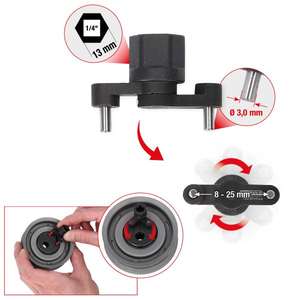 KS TOOLS - 150.3046 1/4 ''clé universelle à goupille réglable pour poulie de tension de courroie de distribution moteur et jeu de distribution - Product Image 2