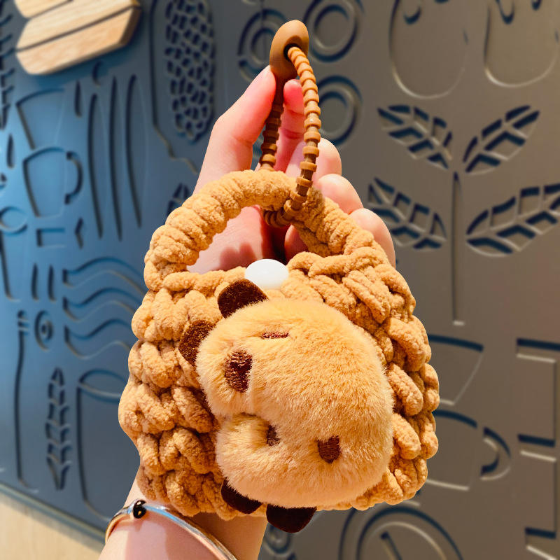 Knitted earphone case - capybara full body