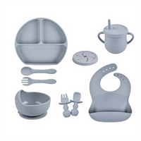 Vaisselle incassable de luxe personnalisée en gros : bavoir, bol, assiette, gobelet à bec, récipient à collation, cuillère courte, fourchette, motif dessin animé