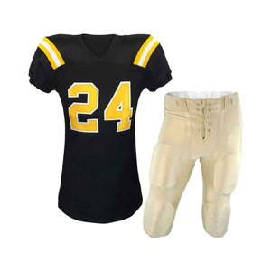 Venta al por mayor de uniformes de fútbol americano personalizados de los hombres de manga corta de sarga Sublimado Jersey personalizado nombre Número Pantalones - Product Image 1