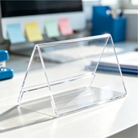 Présentoirs de table triangulaires en acrylique ultra-transparent en forme de V pour nom de juge, avec logo personnalisé