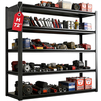 Étagère de garage Morgie, panneau perforé, acier robuste, 5 niveaux, réglable, extensible, autoportante, étagères de rangement industrielles