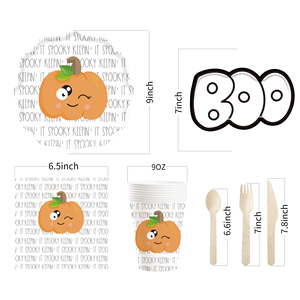 DAMAI Pumpkin Halloween-themed Paper Plates, Boo Paper Plates Set, Disposable Paper Plate Set - Product Image 5