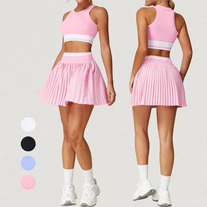 Logo personnalisé Costumes d'extérieur Vêtements de sport Jupe de <span class=keywords><strong>tennis</strong></span> Vêtements de sport Ensemble de yoga Ensembles pour femmes - Product Image 1
