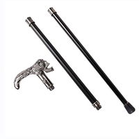 Canne de marche élégante pour gentleman, en métal décoratif, avec tête de crâne noire en forme de T