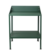 Table de jardinage à 2 niveaux en acier robuste avec revêtement en poudre, station de travail extérieure pour plantes, étagère de rangement résistante aux intempéries