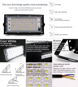Projecteur LED extérieur étanche <span class=keywords><strong>IP65</strong></span> en aluminium <span class=keywords><strong>50W</strong></span>, compatible AC 220V 230V 240V - Product Image 2