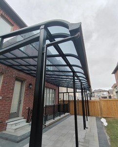 <span class=keywords><strong>Auvent</strong></span> en polycarbonate transparent Prima avec structure en aluminium <span class=keywords><strong>pour</strong></span> <span class=keywords><strong>entrée</strong></span> de <span class=keywords><strong>porte</strong></span>, protection contre la pluie en extérieur, pare-soleil noir - Product Image 3