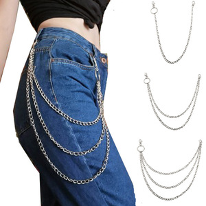 Chaîne de taille Hip Hop multicouche style punk en argent tibétain pour usage quotidien, accessoire de mode unisexe pour adulte - Product Image 1
