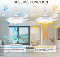 Ventilateur de plafond rétractable 42 48 pouces avec lumière Ventilateur de plafond à LED moderne avec télécommande Ventilateur de plafond de chambre à coucher intelligent sans lame