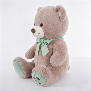 Oso de peluche marrón personalizado, oso de peluche con lazo verde, oso de peluche neutro. - Product Image 2