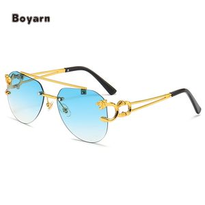 ボヤーンマルチカラー偏光UV400スクエアメタルリムレスタイガーデザインサンシェード女性男性サングラス眼鏡 - Product Image 3