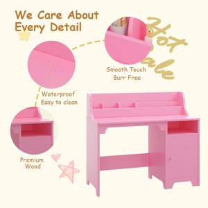 Raccomandare scrivania in legno e sedia Set colorato tavolo per bambini con deposito <span class=keywords><strong>rosa</strong></span> scrivania da studio per camera da letto e sala studio - Product Image 4
