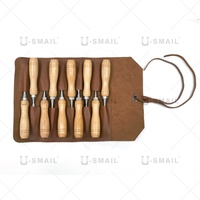 Usine professionnelle bricolage 12 pièces 60Crv costume de travail du bois sculpture ciseau ensemble outils à main en bois de hêtre dans une boîte en bois couteau miroir
