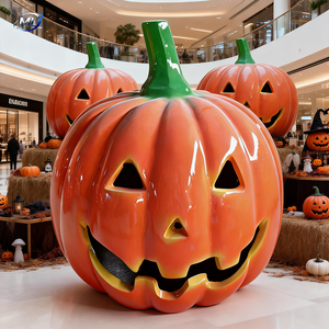 รูปปั้นฟักทองยักษ์ FRP สำหรับตกแต่งห้างสรรพสินค้าในธีมฮาโลวีน ประติมากรรมฟักทองไฟเบอร์กลาสสร้างสรรค์ อุปกรณ์ประกอบฉากงานฮาโลวีน - Product Image 1