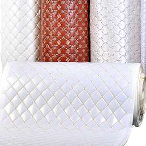 Tissu en <span class=keywords><strong>cuir</strong></span> artificiel imperméable en PU brodé avec éponge épaisse pour la décoration intérieure de voiture, sol, lit - Product Image 4