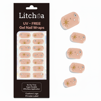 Bandes de gel semi-durcies en résine sans UV pour ongles, avec strass français, couleur nude céleste, fournitures de salon, vente en gros