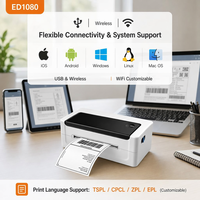 Impresora Térmica de Etiquetas de Envío ED1080 4x6, Impresora de Códigos de Barras Térmica Directa de 203DPI, para Gestión de Inventario de Pequeñas Empresas