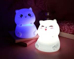 Jumon Kawaii populaire chat bébé veilleuse 7 couleurs Pat Touch changement de couleur Protection des yeux chambre chevet veilleuse - Product Image 2