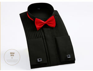 Frais Stock coton Polyester français chemise blanche hommes à manches longues chemise à l'étranger marié meilleur <span class=keywords><strong>homme</strong></span> robe fête chemise mince - Product Image 4