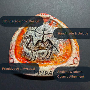 Aimant de réfrigérateur artisanal <span class=keywords><strong>en</strong></span> argile Dune Vanguard, souvenir de petroglyphe d'art rupestre ancien, cadeau culturel d'Asie centrale, décoration magnétique - Product Image 2