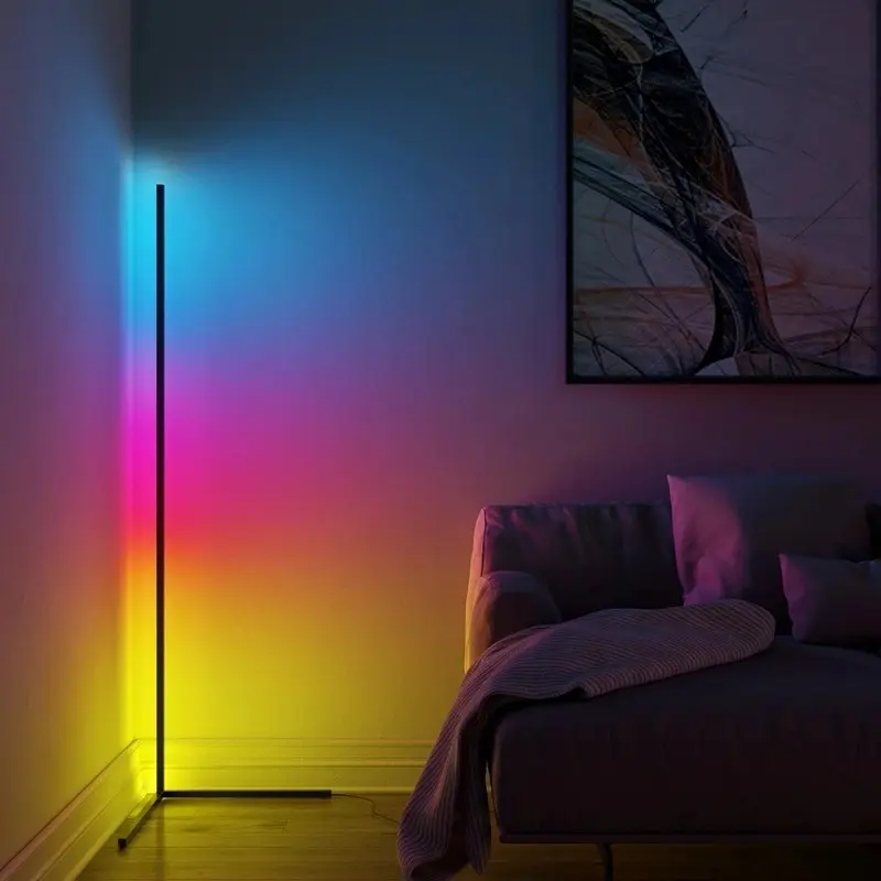 Factory Modern LED Luxury Corner Floor Lamp For Living Room Decorative Color RGB Floor Lamp Voice With Remote Control