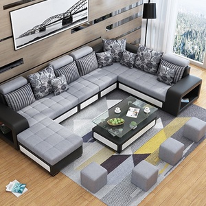 Buena calidad de lujo <span class=keywords><strong>Sofal</strong></span> en forma de conjunto de sofá de madera conjunto de diseños sofá de la sala de XXL - Product Image 4