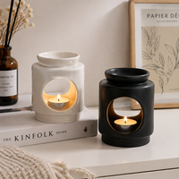 Brûleur à Huile en Céramique Minimaliste Moderne, Chauffe-Cire, Diffuseur d'Huiles Essentielles, Porte-Bougie Chauffe-Plat pour Décoration Intérieure