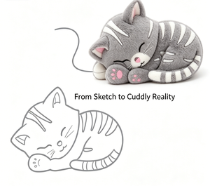 Peluche Gatto Tabby Grigio Personalizzato OEM ODM, Giocattolo Morbido a Strisce per Vendita all'Ingrosso - Product Image 1