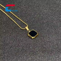 Collier pour hommes et femmes avec puces NFC Collier pendentif Nfc carré en acier inoxydable Hip Hop bleu turquoise