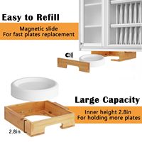 Dispenser piring lemari dapur bambu lebar dapat diatur, tempat pelat meja pernis bentuk persegi lebar, desain fungsional fleksibel